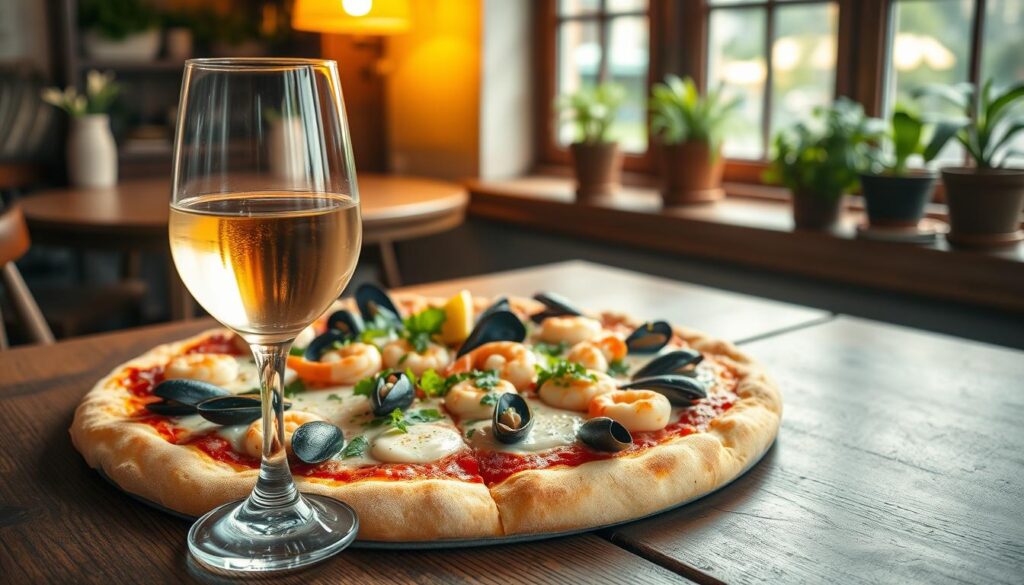 Wino do pizzy z owocami morza